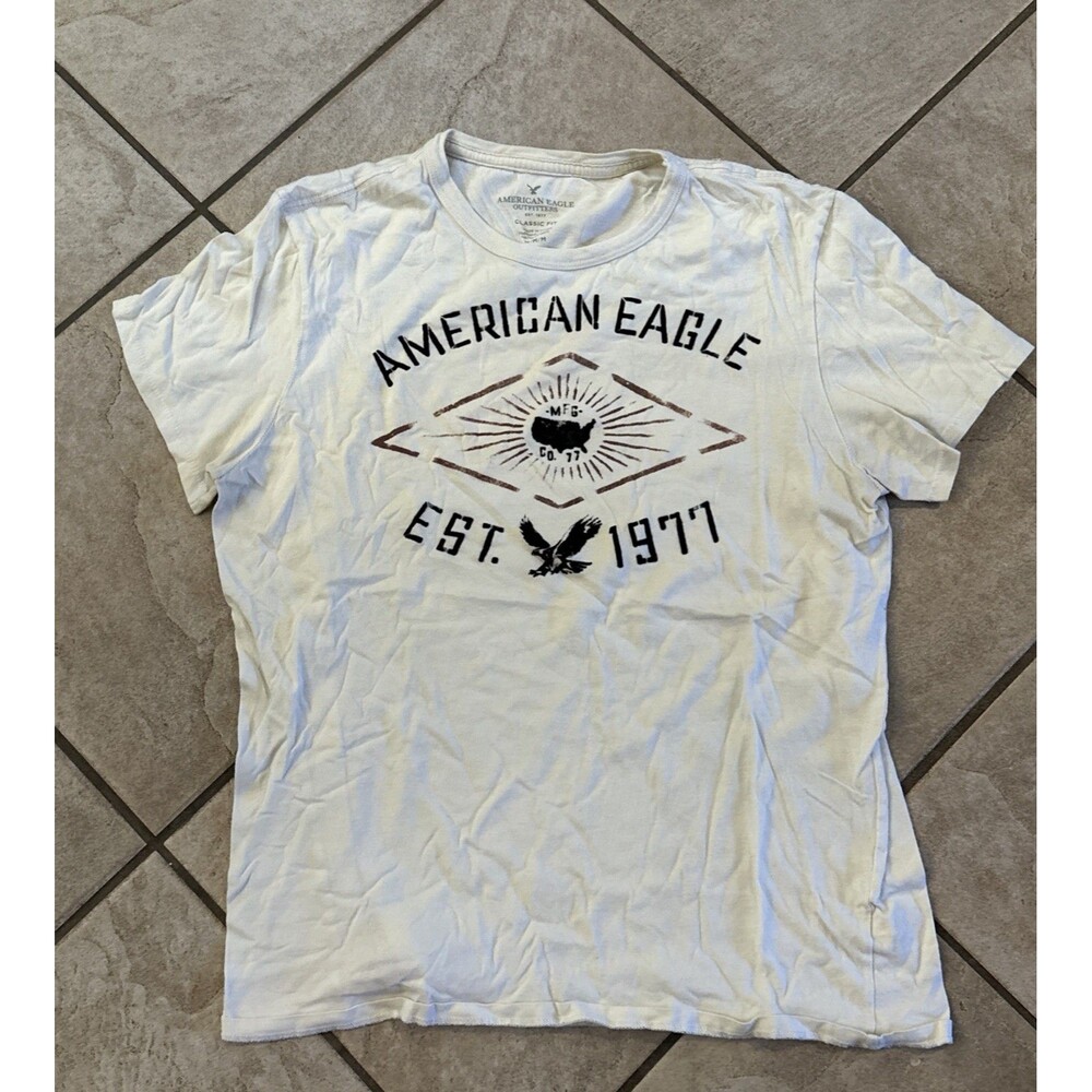 American Eagle Men's Size M Bundle Heritage Thermals & Tees 4 White Blue Red